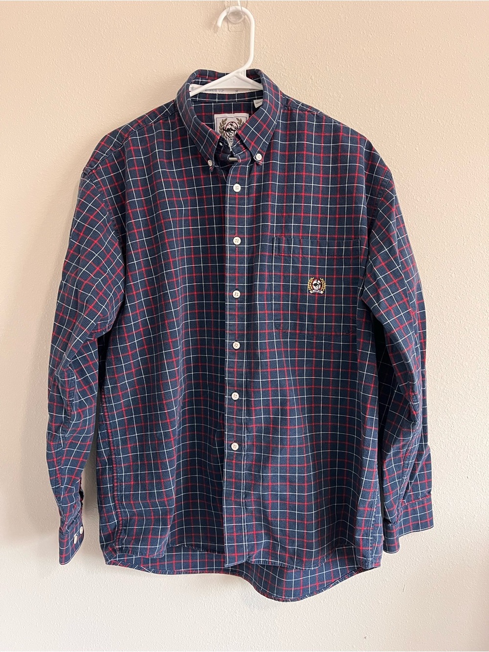 Cinch Navy Plaid Button-Down Shirt with Red Accents